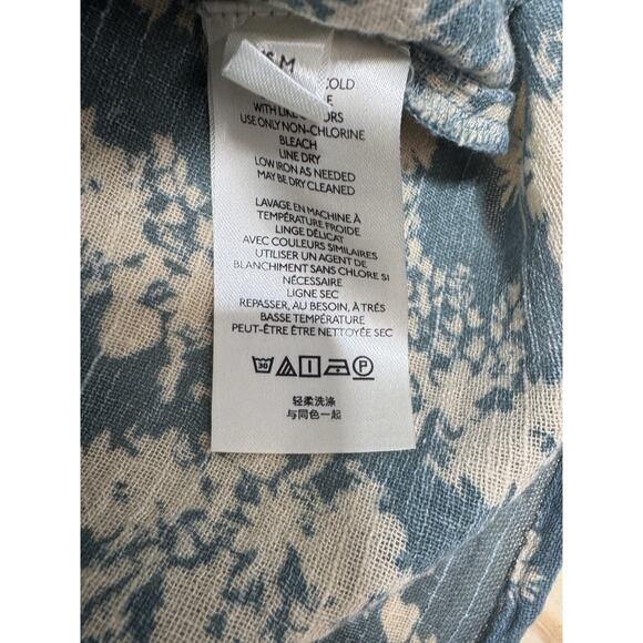 Free People Blue Cream Floral Smocked Puff Sleeve Midi Dress Women’s Medium Boho - Picture 11 of 13